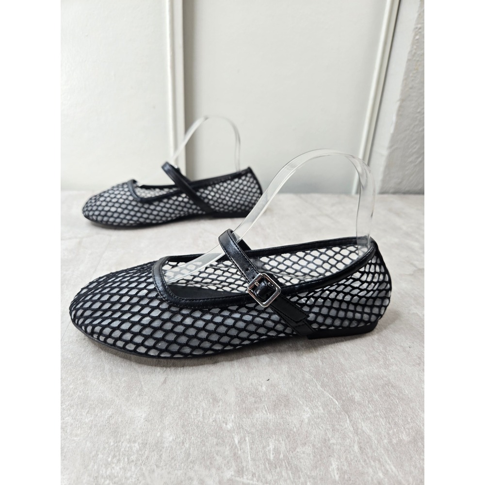 Torrid Mary Jane Ballet Flats 7 Wide Fit Black Sheer Mesh Ballerina Shoes Edgy
